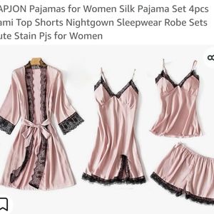 4 Piece night wear silk set!